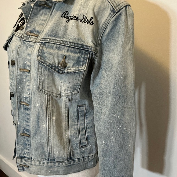 Civil Regime “Sorry Not Sorry” Patch Denim Jacket Women’s XS - Picture 7 of 16